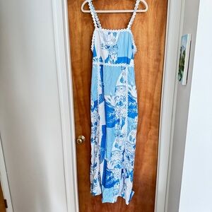 Blue and White Maxi Dress